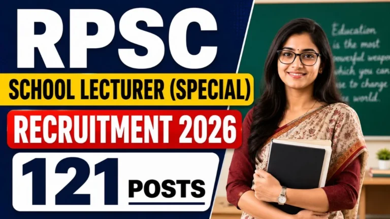 RPSC School Lecturer (Special) Online Form 2026