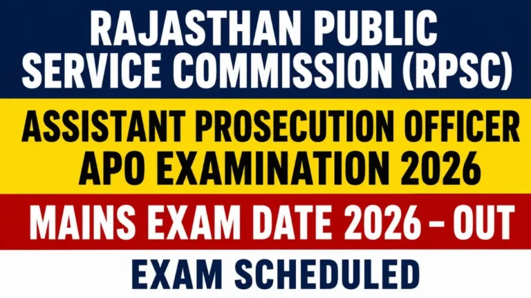 RPSC APO Mains Exam Date 2026 – Out